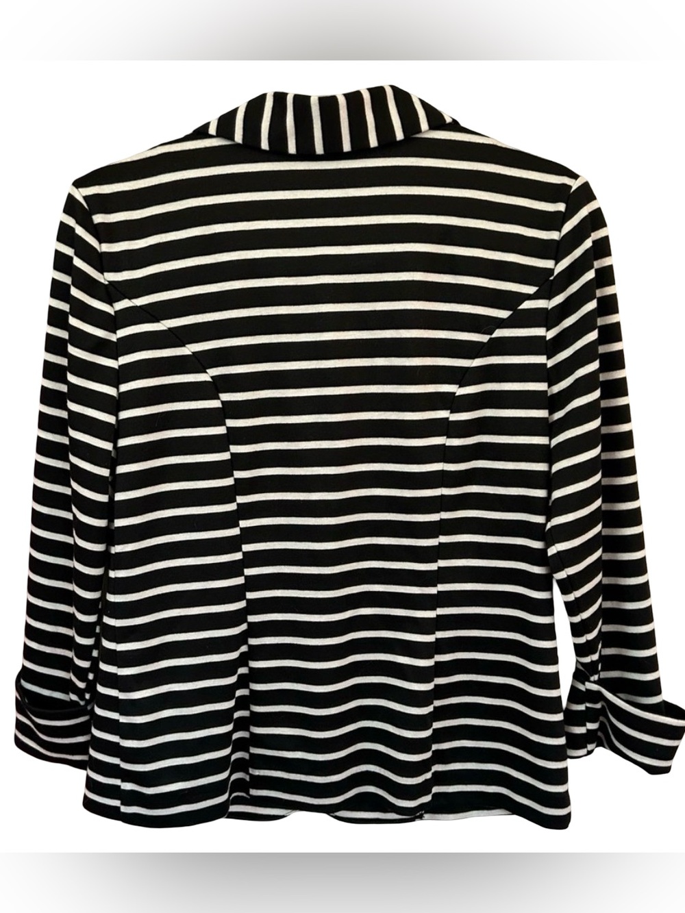LM Studio Black White lined Striped knit Blazer Jacket Size 8 career Office chic - Picture 3 of 7